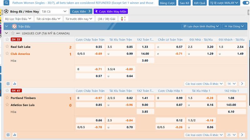 Bảng kèo làm mới liên tục với tỷ lệ thưởng cao